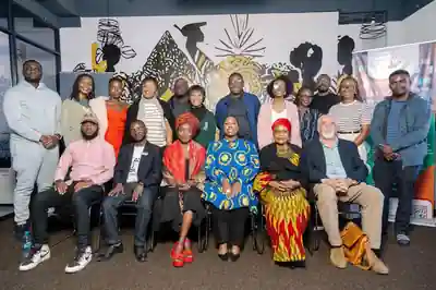 Marita Banda with fellow writers and guests at a literary gathering