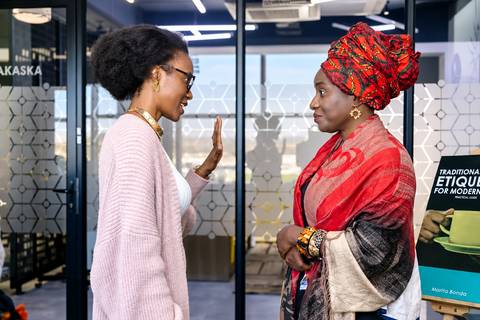 Marita Banda in conversation at a literary event